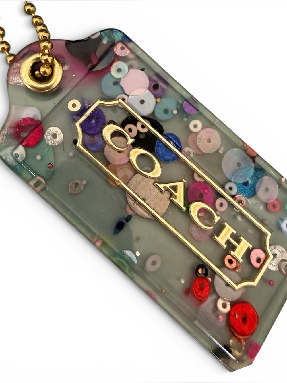 Coach Poppy Y2K acrylic XL confetti Hangtag EUC bag FOB tag keychain charm - Picture 5 of 9